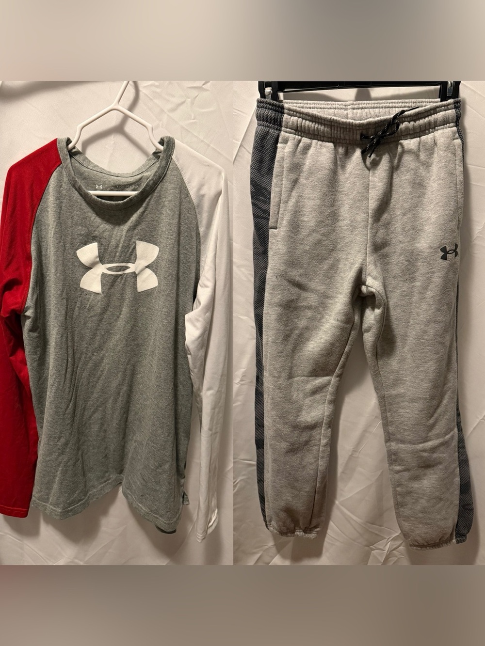 Under Armour Gray & White Athletic Top with Light Gray Joggers